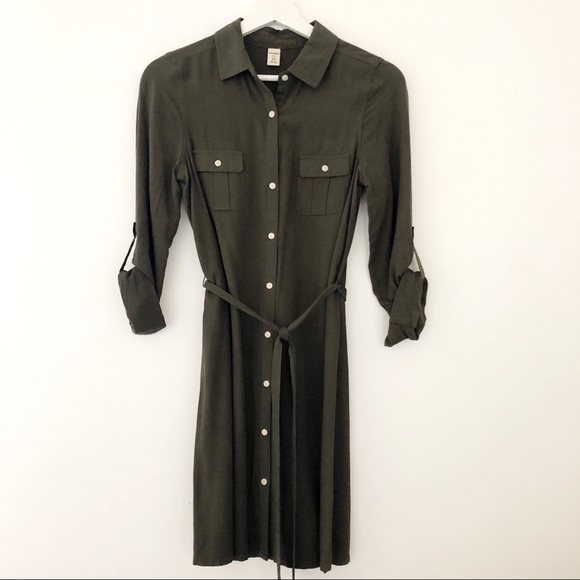 OLD NAVY | Olive Green Shirt Dress - Picture 1 of 6